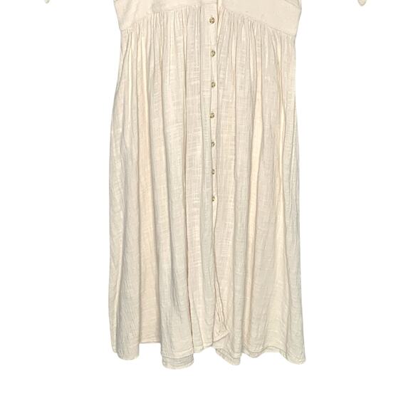 Free People L Beige Love Of My Life Midi Dress Gauzy V Neckline - Picture 6 of 9